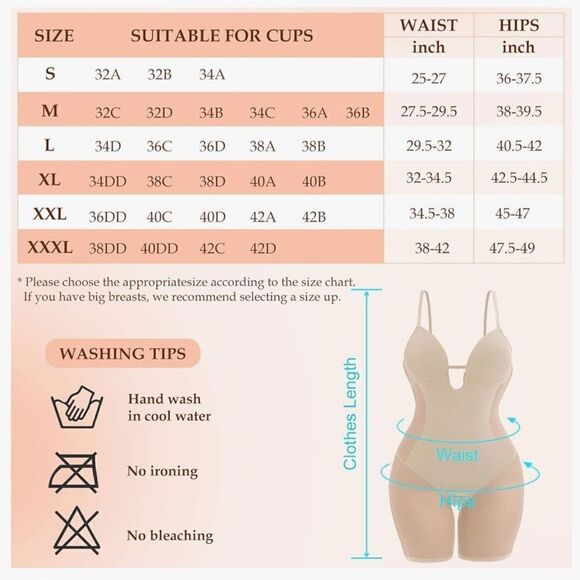 New Slimers Shaper Tummy Control U Plunge Backless Full Body Shapewear BodySuit - Picture 16 of 16